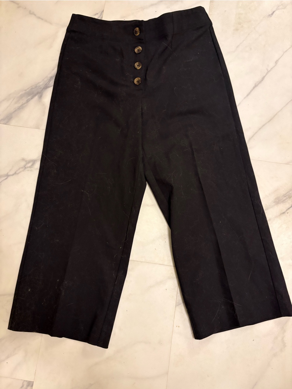 LOFT Black High-Waist Button-Front Capris